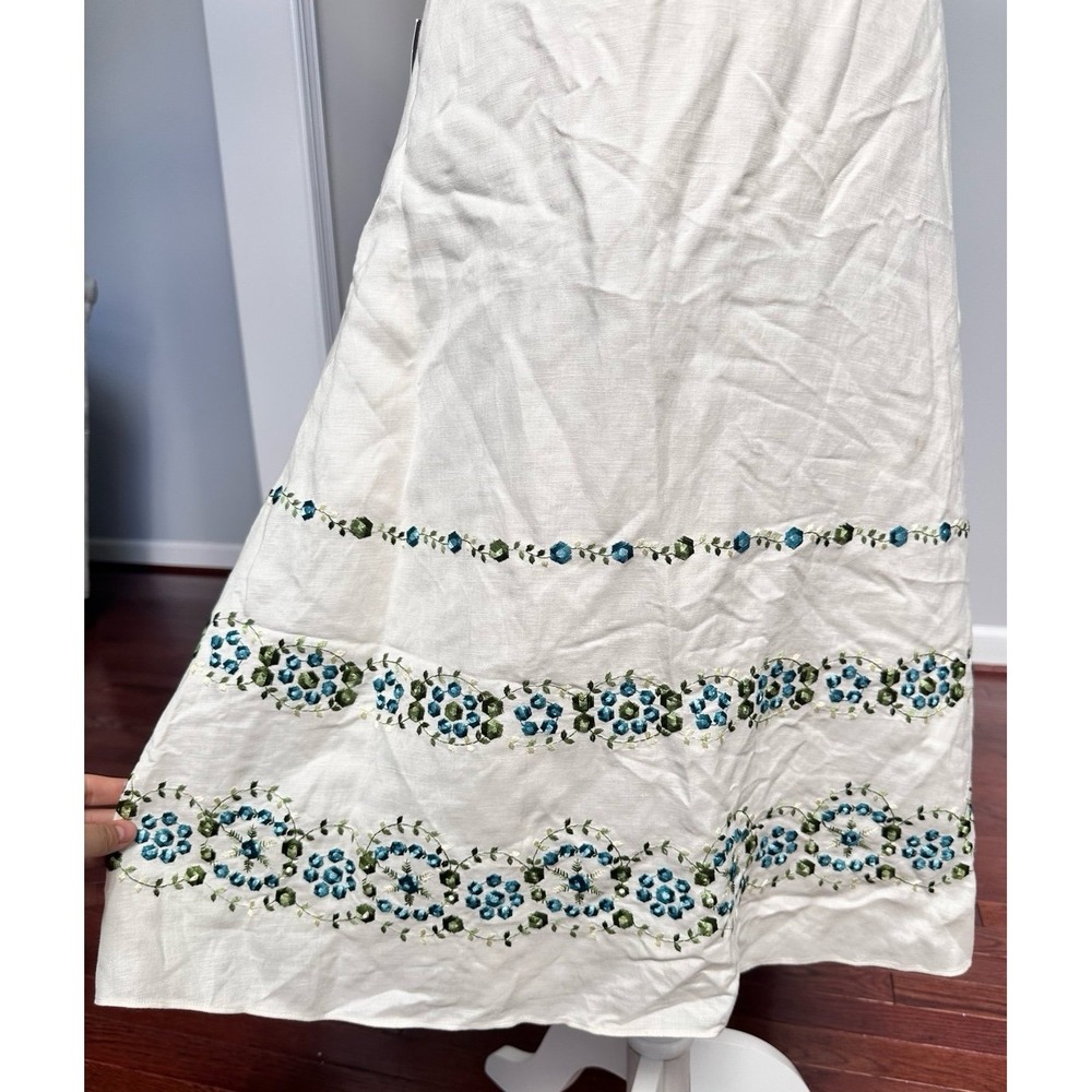 Ann Taylor NWT Linen Halter Floral Embroidered Coquette Dress Size 10 Feminine - Picture 11 of 11